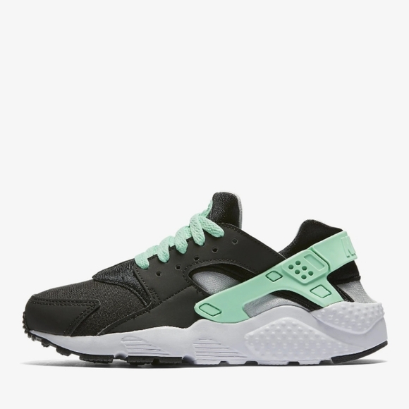 Nike Girls Huarache Black/green glow/pure platinum white 5.5Y/7W/5M - Picture 3 of 10